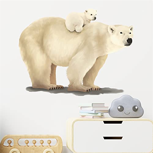 Vinilo decorativo oso polar con su cría para pared miniatura 3