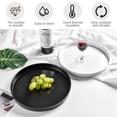 GIDWRIY Deko Tablett Rund 30 cm,Dekoteller,Deko Platte,Tablett für Kerzen,Serviertablett,Dekorative Tabletts,Speiseteller,Teelicht Tabletts,Servierplatte,KerzentellerKerzentablett für Tisch-Weiß