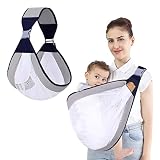 Atmungsaktive Baby Tragetuch, Verstellbare Babytrage Wickeln, 3D Netzstoff Dicken Schultergurten Tragetasche Baby für Babytrage Neugeborene Kleinkinder bis 18Kg für Sommer (Grau)