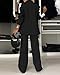 CHICME Womens Two Piece Outfits Striped Side Button Blazer and Pants with Pockets Sets Business Casual Pant Suits Set-bk-XL Black