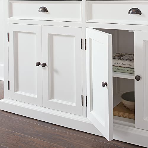 Novasolo Halifax Mahogany Solid Wood Buffet Hutch Unit With 8 Shelves In White #TOP2