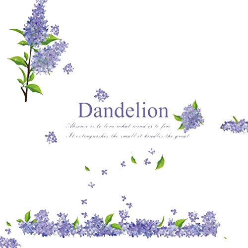 Gonee Carta da Parati del Dente di Leone Farfalla Adesivo Wall Sticker Fai da Te Lavanda Camera Stickers Decorativi PVC Ufficio