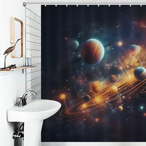 Rideau de douche ciel étoilé en polyester imperméable 168x183cm - 6