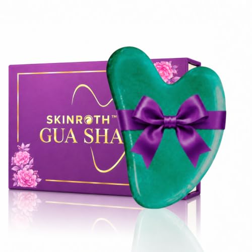 Image of Korean Jade Gua Sha Facial Massager Tool | Natural Stone Guasha | Jawline, Double Chin, Wrinkles | Face Sculpting Stone Massager, Comes in Premium Rigid Box best for Gift