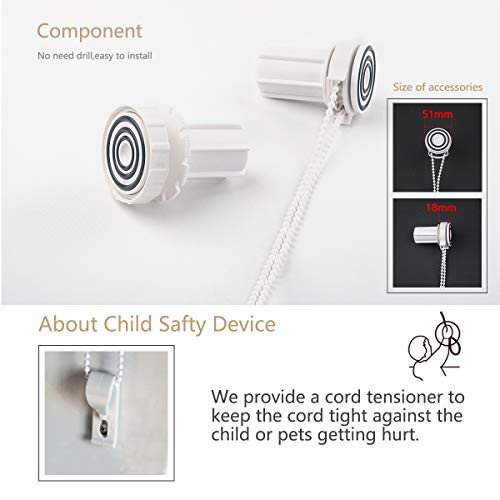 Schrling No Drill Daylight Roller Shade Tension Inside Mount Expansion Window Blind,Custom Size:20”-90”W,20”-98”L #TOP3