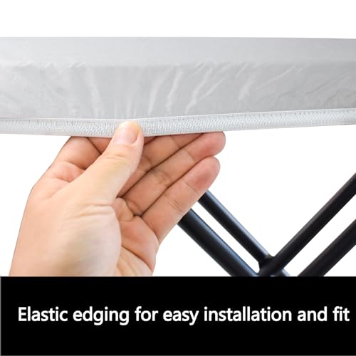 HLILBTE Ironing Board Cover and Pad, 13x43 inch Coating, Scorch Resistant Padding,Elastic Edge, Heavy Duty Iron Pad Covers Standard Boards,Scorch Resistant 100% Cotton Thick Layered Top,Silver