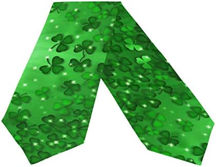 WOOR Double-Sided Saint Patrick Day Good Luck Clover Leaves Table Runner 13 x 90 Inches Long,Table Cloth Runner for Wedding Party Holiday Kitchen Dining Home Everyday Decor