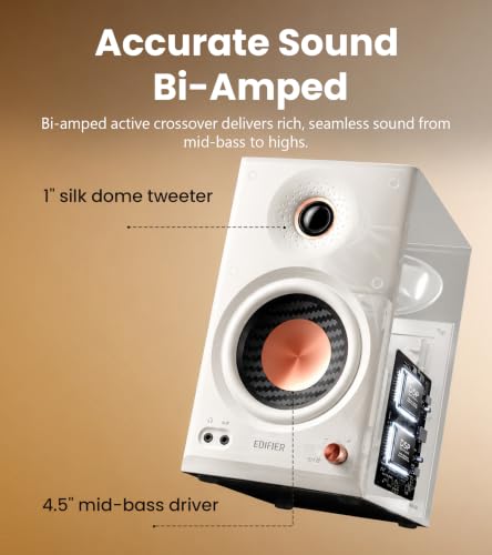 Edifier MR4.5 Bi-Amped Studio Monitor, 80W RMS Bookshelf Speakers - White - Image 3