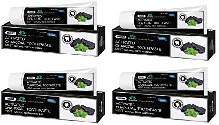 Jagat Devsutra Dr. Trusted Ayurvedic HERBAL Activated Charcoal Toothpaste for Teeth Whitening - 100% Natural Formula with Mint Flavour, No Fluoride & Artificial Colours - Pack of 4 (50g x 4)