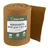HaGa® Kokosmatte 0,5m x 2m mit 800g/m² – einseitig mit Naturlatex besprüht – Winterschutz und Kälteschutz für Pflanzen – Naturprodukt 100% biologisch abbaubar
