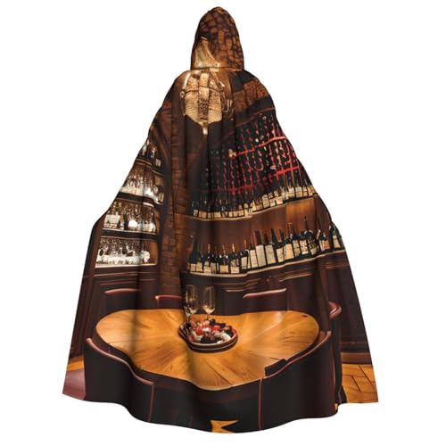 Cape à capuche motif cave à vin rouge 190 cm le cadeau insolite pour passionné d'œnologie