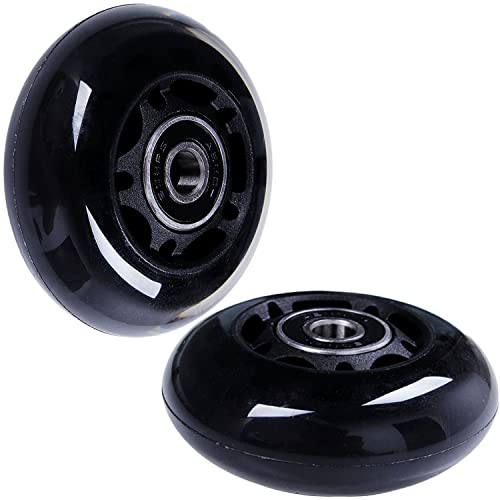 Aowish 64Mm Inline Skate Wheels 85A [4-Pack] Beginner Kids Roller Blades Replacement Wheel With Bearings Abec-9 For Adjustable Hockey Inline Roller Skats And Luggage Suitcase (Black) #TOP4