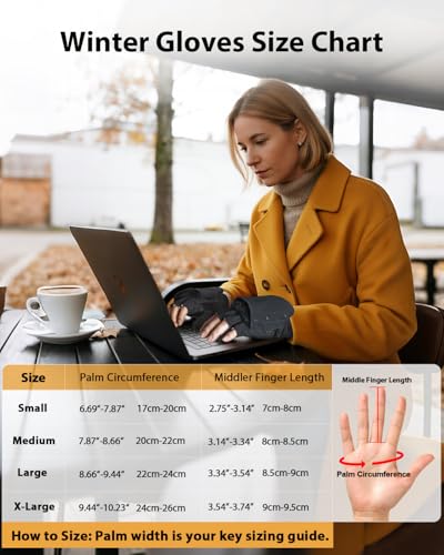 RIGWARL Winter Fingerless Gloves for Men Women, Convertible Mittens with Hand Warmer Pocket, Windproof Running Mittens for Texting Photographing(Black, M) - Thumbnail 7
