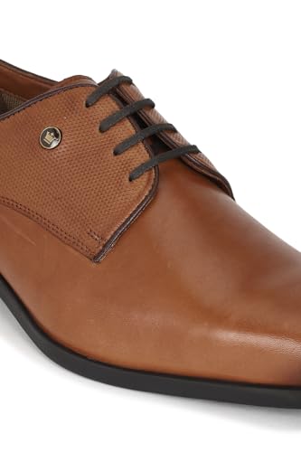 Image of Louis Philippe Men Premium Leather Breathable Lining Material Anti Slip with Heel TPR Sole Formal Derby Shoes