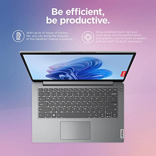 Image of Lenovo 14 inch Laptop, IdeaPad 1, Intel Quad-core Processor, 14 inch HD Anti-Glare Display, 4GB RAM, HDMI, SD Card Reader, Long Battery Life, Includes MS Office 365, Windows 11 Home in S Mode (256GB SSD)