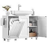 Format Compact, Gain d'Espace : Compact (90 × 30 × 62,5 cm), ce meuble sous vasque design optimise la place dans les petites salles d'eau et salles de bain d'appartement. Lavabo + rangement + panier à linge : tout-en-un, sans encombrer votre précieux espace