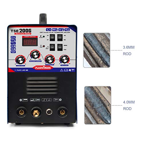 IGBT TIG/MMA Welder - Tosense 200Amp TSE200G AC DC Square-wave Inverter 220V Welding Machine Welding 1-14mm For Aluminum, Stainless Steel, Carbon, Copper and Other Metal