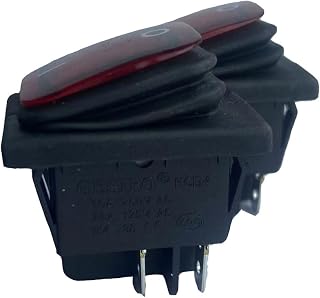 Pack of 2 16A Power Switch 125V/250V AC Boat Rocker Switch ON/Off Switch 4Pins Toggle Switch Waterproof Switches (Red LED 4pins)