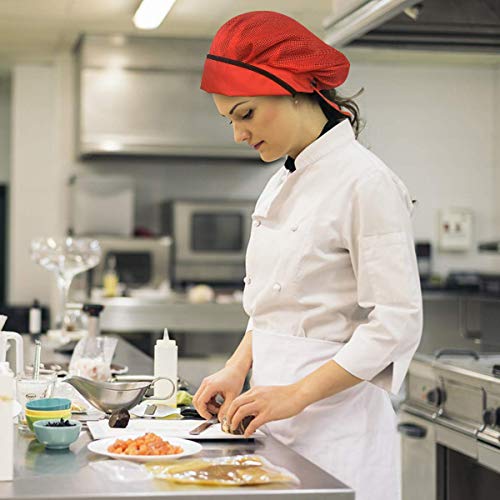 4 Pack Chef Hat Kitchen Cooking Chef Cap Adjustable Food Service Hair Nets Reusable Washable Mesh Bouffant Beanie