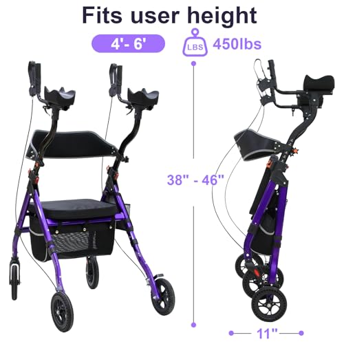 BlessReach Heavy Duty Rollator Walker for Seniors (Purple)