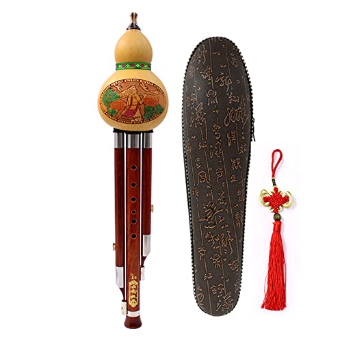 Ffyueee Natural Wood Pipe Gourd, Mahogany/Ebony Stringed Instruments, Ethnic Instruments, Suitable For Beginners Or Professional Performances, High-End Gifts,Red,C #TOP26