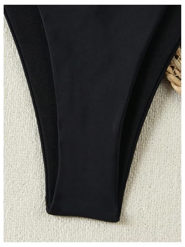 Maillot de bain 2 pièces noir anti-marques de bronzage avec ficelles ajustables