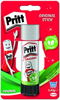 Pritt Glue Stick, Safe & Child-Friendly Craft Glue for Arts & Crafts Activities, Strong-Hold Adhesive for School & Office Supplies, 1x43g Pritt Stick, White