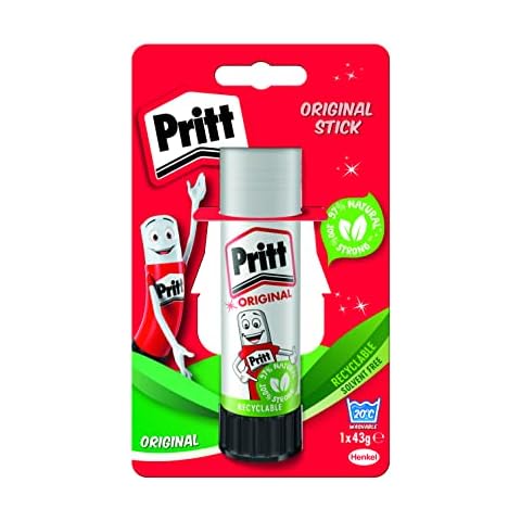 Pritt Glue Stick, Safe & Child-Friendly Craft Glue for Arts & Crafts Activities, Strong-Hold adhesive for School & Office Supplies, 1x43g Pritt Stick Cover