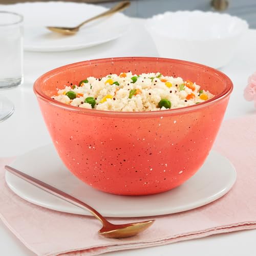 Image of Borosil 1 L Kube Pink Serving & Mixing Bowl | Made in India Borosilicate Glass Bowl for Kitchen & Dinning | Bowl for Mixing Dough, Salad, Batter | Microwave & Dishwasher Safe