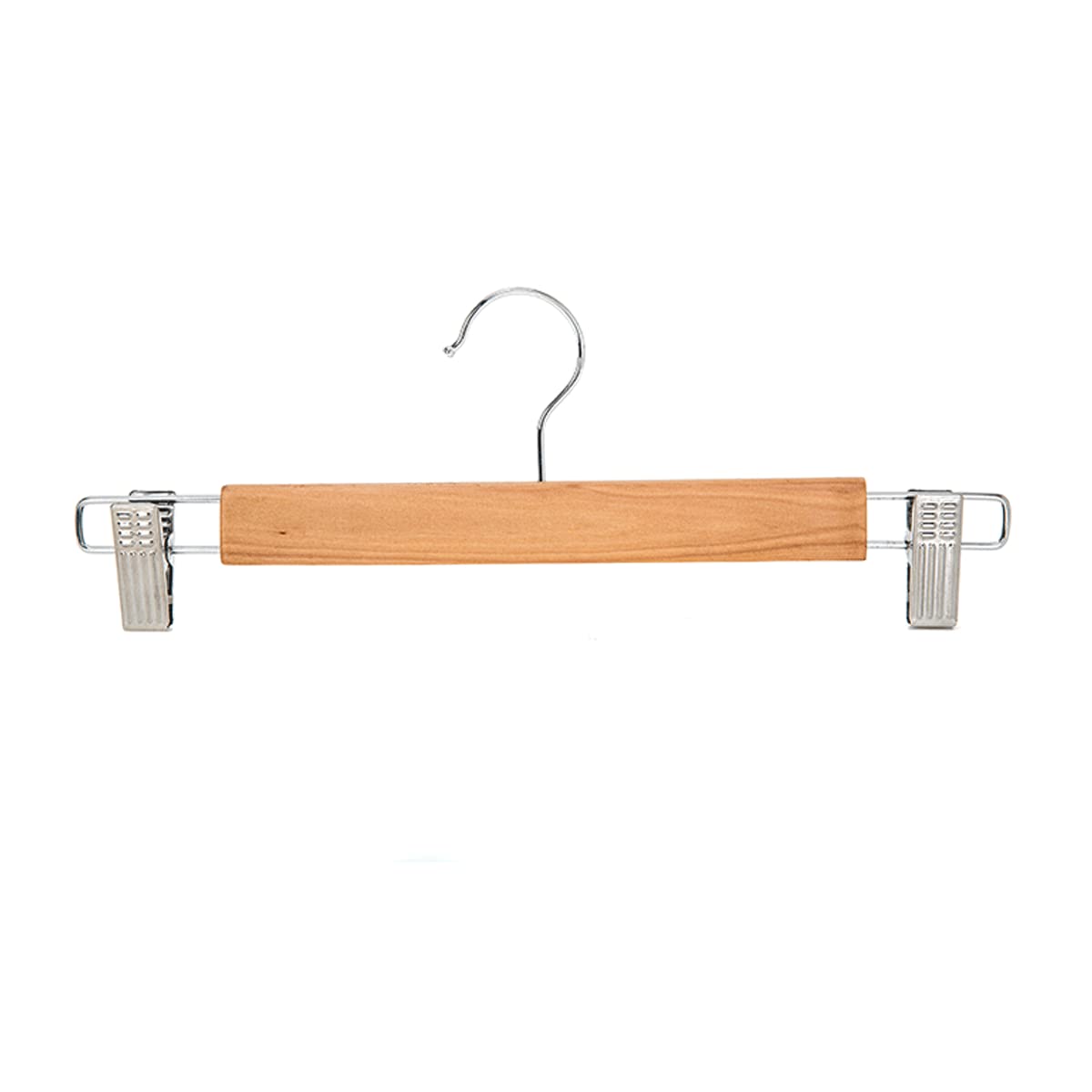 Wooden Pant Hanger with 2 Adjustable Anti-Rust Clips Skirt Hanger for Jeans Trousers Bottom Hanger 10 pcs-Wood