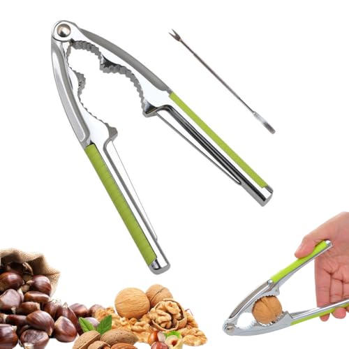 Cascanueces Premium, Cascanueces de Acero Inoxidable con 1 Aguja para Nueces, Mango Ergonómico, Universal para Todo Tipo de Nueces, Perfecto para la Temporada Navideña, Verde