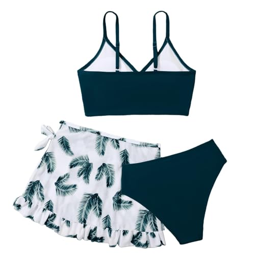 Girls 3 Piece Swimsuit for Teen Girl Tankini Swimsuits Bathing Suit Beach Floral Bikini Beach Swimwear with Skirt2
