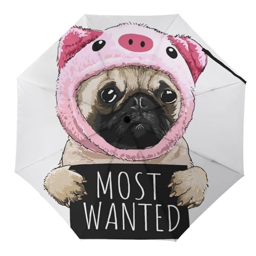 Parapluie pliant mignon carlin étanche et anti-vent pour ne plus subir les averses