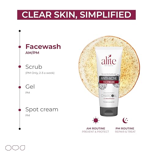 Image of Alite Anti-Acne Face Wash with Black Charcoal Beads | Acne Prevention & Detoxification | Dermatologically Tested 100 g