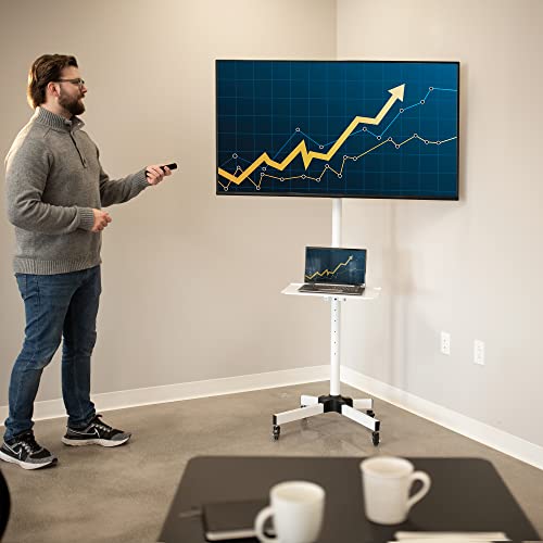 Vivo Mobile Tv Cart For 13-60 Inch Screens Up To 55 Lbs, Lcd Led Oled 4K Smart Flat And Curved Panels, Rolling Stand, Laptop Dvd Shelf, Locking Wheels, Max Vesa 400X400, White, Stand-Tv04Mw #TOP6