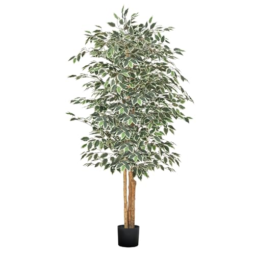VEVOR Arbre Artificiel, 1,8 m, Plante Artificielle en PE Ficus Artificiel avec Pot Noir, Tronc et Feuilles Vertes Réalistes, Faux Arbre pour Bureau, Salon,...