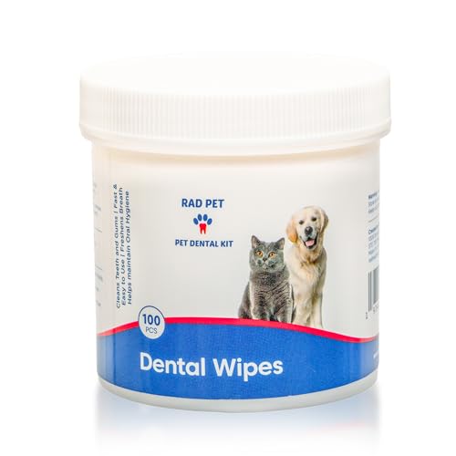 Rad Health Dog Dental Wipes - 100ct Pet Dental Finger Wipes, Easy No-Brush Teeth Cleaning, Removes Plaque & Tartar, Boosts Oral Hygiene, Freshens Breath, Gentle on Mouth, Strong on Build-Up