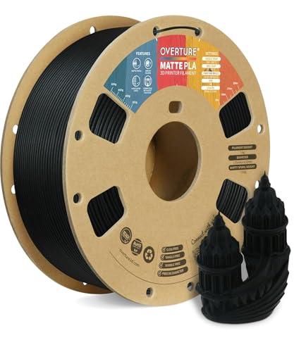 Image of OVERTURE PLA Matte 3D Printer Filament 1.75mm, PLA 1kg Cardboard Spool (2.2lbs), Dimensional Accuracy + /- 0.02 mm (Carbon Fiber Black) | Dimensional Accuracy + /- 0.02 mm, 1kg Spool (2.2lbs) Cardboard Spool, Fit Most FDM Printer (Carbon Fiber Black)