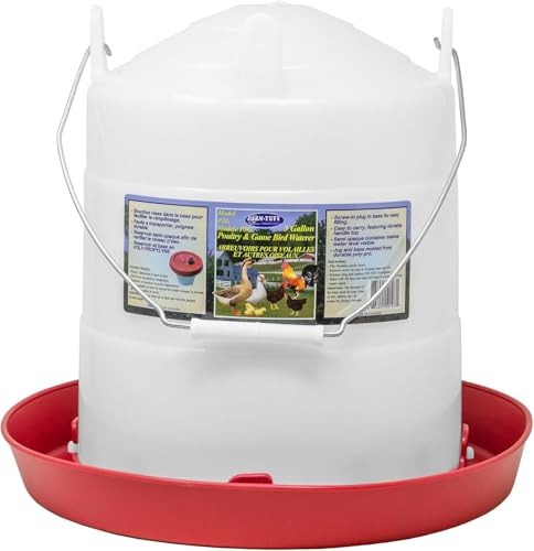 FARM-TUFF Plastic Easy Fill Poultry Waterer 3 Gallon Capacity Chicken and Game Bird Water Dispenser Gravity-Fed Plastic Water Fountain for Hens Ducks Turkeys and Backyard Flocks