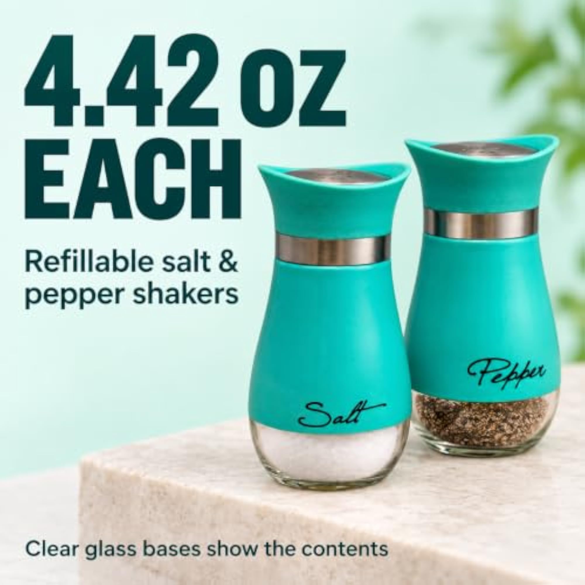 Salt & Pepper Shaker Set with Stainless Steel Cover