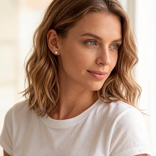 Akkemia Small Pearl Stud Earrings Set 5 Pairs for Women — view 3