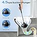 HAMITOR Toilet Plunger and Brush Set: 2 Pack 2 in 1 Stainless Steel Rustproof Combo with Curved Bristles - Heavy Duty Toilet Unclogging for Family Bathroom - Compact Apartment Cleaning Accessories
