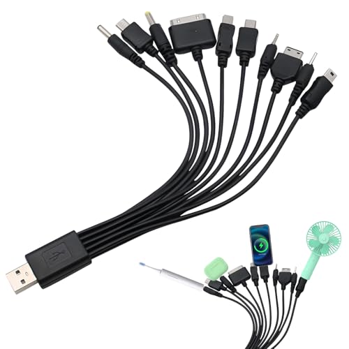 10-in-1 Universal Charging Cable, 10 in 1 Universal Phone Charger Cable, Multi-Head USB Charger Cable Compatible with Samsung/LG/Huawei/ZTE/Sony/...