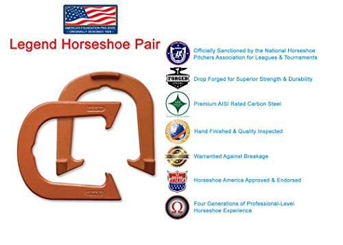 Legend Professional Pitching Horseshoes - Rustic Bronze Finish - NHPA Sanctioned for Tournament Play - Drop Forged Construction - One Pair (2 Shoes) - Medium Weight