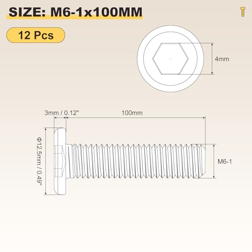 Image of METALLIXITY Flat Head Hex Socket Cap Screws Bolts(M6-1x100) 12Pcs, 304 Stainless Steel Hex Socket Furniture Bolts Screws - for Furniture Woodworking Project, Black