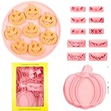 Photo Gallery stampini per biscotti di halloween, 13 pezzi, formine per biscotti e timbri per halloween, in plastica, a forma di zucca, set per bambini, con espressioni sostituibili