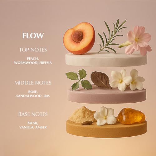 Image of Eze Perfume Flow Eau De Parfum For Women - 18ml | Long-Lasting Luxury Perfume | Elegant Peach, Freesia & Rose | Warm Sandalwood, Musk & Vanilla Base | Premium Floral & Woody Fragrance