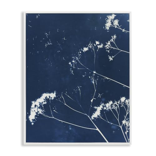 Navy Blue Botanical Sprouts, 11 x 14 Inch Framed Giclée Print