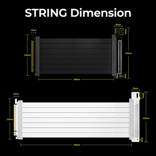 TRYX String PCIE 5.0 x 16 White Riser Cable 200mm 128GB/s Vertical Graphic Card/GPU Mount Flexible PCIE 4.0 Support Near-Zero Signal Loss with EMI Shield for RTX 4090/5070/5080/5090RX 9070XT/7900XT by TRYX - Image 7