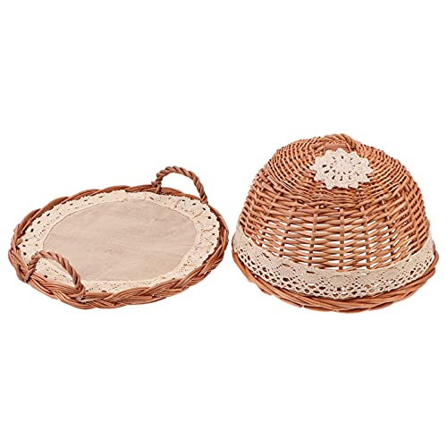 Alipis 1 Juego cubierta de alimentos de ratán cesta hermético azúcar cubo de basura retro bandejas de mimbre mesacomedor accesorio de cocina bandeja de comida con tapa enredadera de sauce